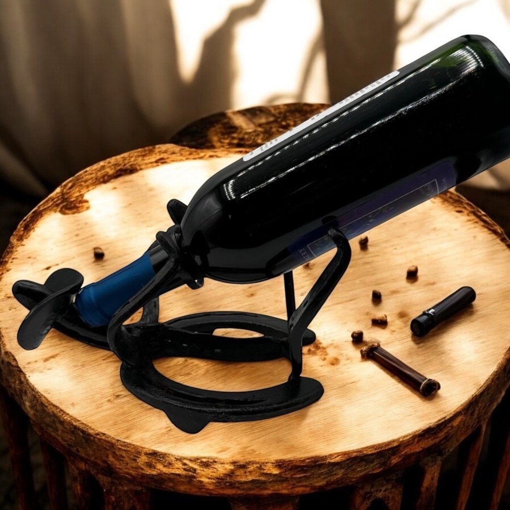 IRON HORSESHOE WINE BOTTLE HOLDER – WESTERN RUSTIC DECOR